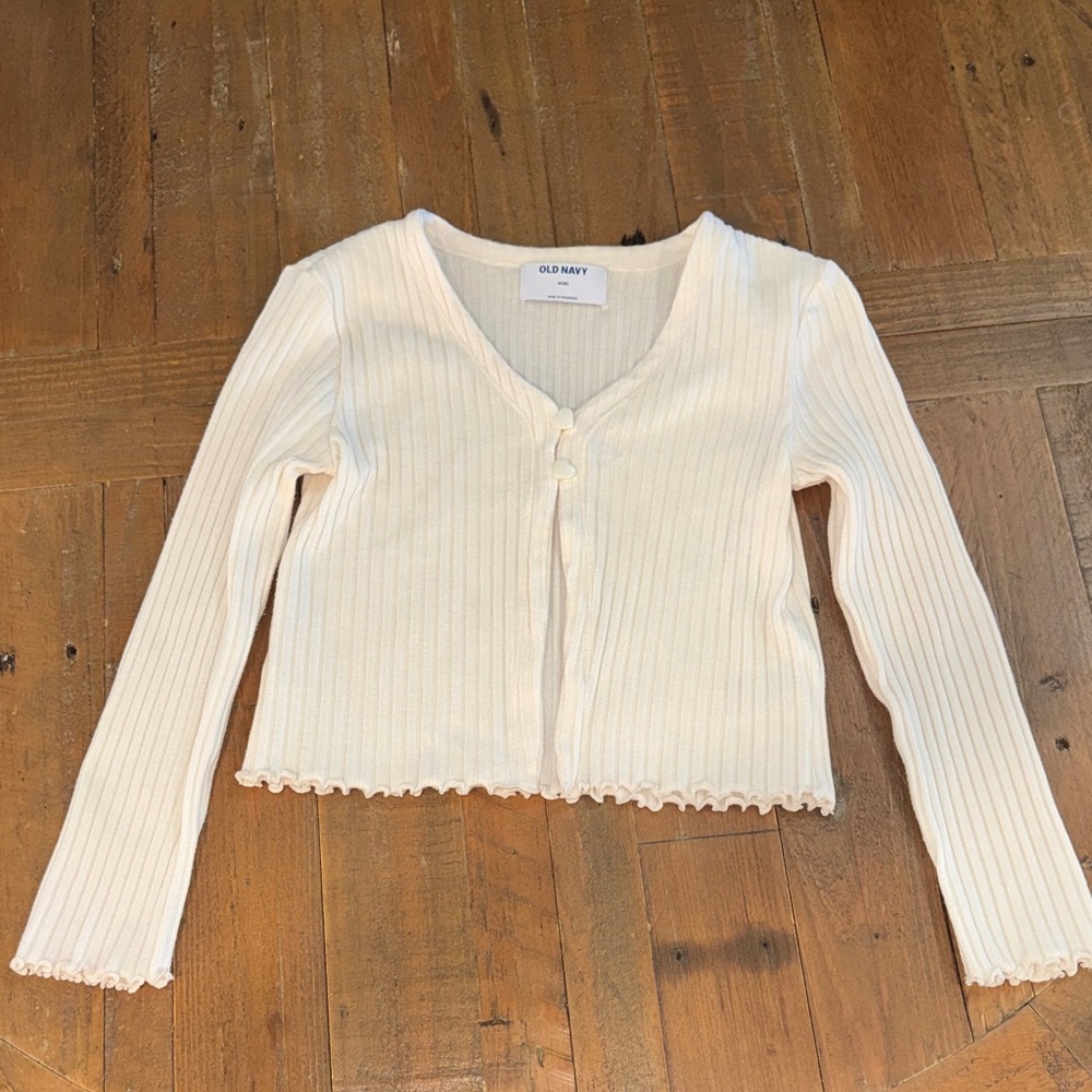Old Navy Ivory Ribbed Button-Up Sweater